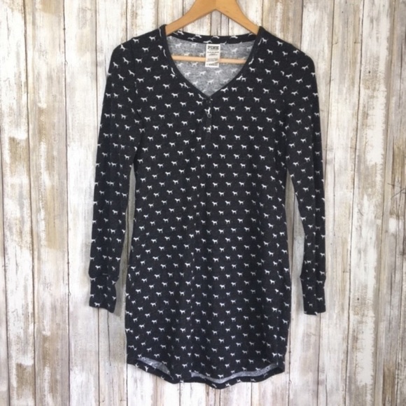 PINK Victoria's Secret Other - PINK Dark Grey Puppy Print Night Gown